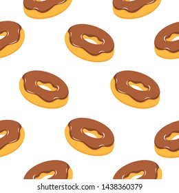 Seamless pattern with donuts on white background. Donut seamless pattern