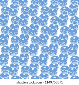 Seamless pattern with donuts, Sufganiyah. Popular food for Chanukah. Jewish holiday Hanukkah.