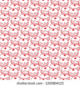 Seamless pattern with donuts, Sufganiyah. Popular food for Chanukah. Jewish holiday Hanukkah.