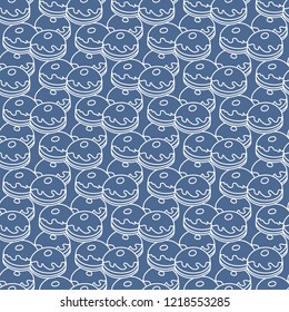 Seamless pattern with donuts, Sufganiyah. Popular food for Chanukah. Jewish holiday Hanukkah.