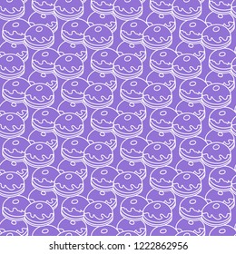 Seamless pattern with donuts, Sufganiyah. Popular food for Chanukah. Jewish holiday Hanukkah.