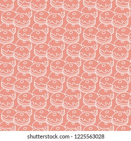 Seamless pattern with donuts, Sufganiyah. Popular food for Chanukah. Jewish holiday Hanukkah.