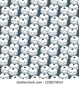 Seamless pattern with donuts, Sufganiyah. Popular food for Chanukah. Jewish holiday Hanukkah.