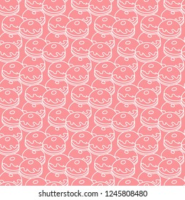 Seamless pattern with donuts, Sufganiyah. Popular food for Chanukah. Jewish holiday Hanukkah.
