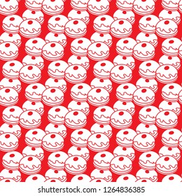 Seamless pattern with donuts, Sufganiyah. Popular food for Chanukah. Jewish holiday Hanukkah.