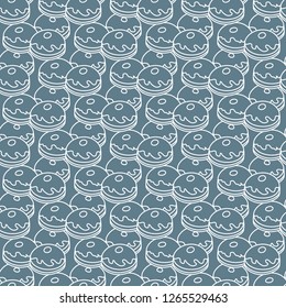 Seamless pattern with donuts, Sufganiyah. Popular food for Chanukah. Jewish holiday Hanukkah.