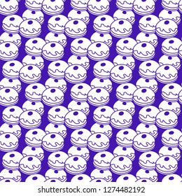 Seamless pattern with donuts, Sufganiyah. Popular food for Chanukah. Jewish holiday Hanukkah.