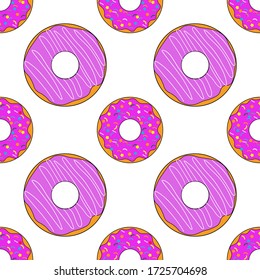 Seamless pattern with donuts. Template for background, banner, card, poster. Vector EPS10 illustration