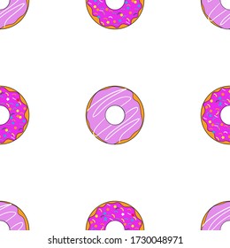 Seamless pattern with donuts. Template for background, banner, card, poster. Vector EPS10 illustration