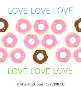 
seamless pattern with donuts and text. pastries and buns. funny print