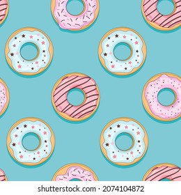 Seamless pattern with donuts. Textile print texture