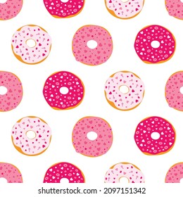 Seamless pattern donuts Valentine's day vector illustration	