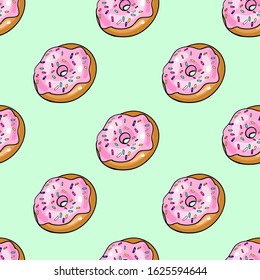 Seamless pattern with donuts. Vector illustration