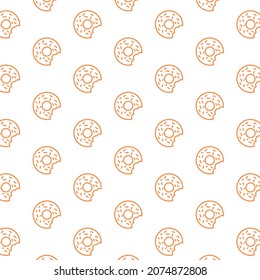 Seamless pattern of donuts in white background with mini doodle (icon). Vector Illustration