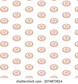 Seamless pattern of donuts in white background with mini doodle (icon). Vector Illustration