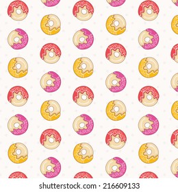 Seamless pattern of donuts.Vector.