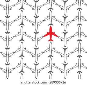 Seamless pattern doodle airplanes - vector illustration background