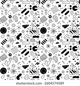 Seamless pattern of Doodle Art and line drawing.