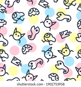 Seamless pattern with doodle art on white background. Vector illustration