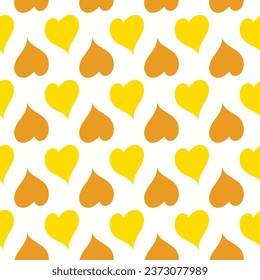 Seamless pattern of doodle Autumn heart leaves on isolated background. Hand drawn background for Autumn harvest holiday, Thanksgiving, Halloween, seasonal, textile, scrapbooking.