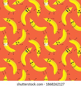 Seamless pattern with doodle banana.