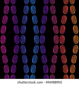 Seamless pattern with doodle beads. You can create holiday invites, birthday cards, party decorations, gift wrapping, fabrics, clothes, textile, web page background. 