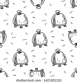 Seamless pattern doodle bell icon. Hand drawn black sketch. Sign symbol. Decoration element.  Isolated on the white background. Flat design. Vector illustration.