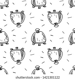 Seamless pattern doodle bell icon. Hand drawn black sketch. Sign symbol. Decoration element.  Isolated on the white background. Flat design. Vector illustration.