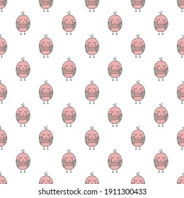 Seamless pattern with doodle bird on white background. Vector repetition cute background