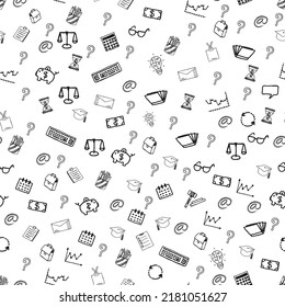 Un modelo inexorable de negocios de doodle, moneda, calificaciones, infografía, moneda en negro sobre fondo blanco.
