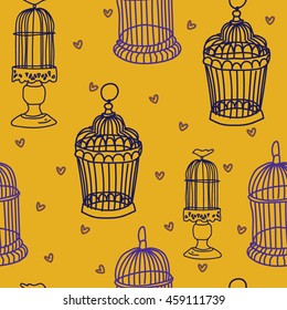 Seamless pattern with doodle. Cages seamless texture on a background vectors