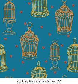 Seamless pattern with doodle. Cages seamless texture on a background vectors