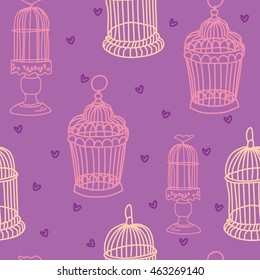 Seamless pattern with doodle. Cages seamless texture on a background vectors