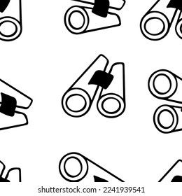 Seamless pattern doodle camping binoculars hand drawn