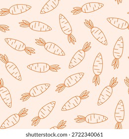 Padrão contínuo de cenouras de doodle. Padrão sem emenda de cenoura bonito no estilo doodle. padrão sem emenda de doodle ícone de cenoura desenhado à mão. fundo de padrão de cenoura.
