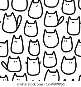 Seamless Pattern Doodle Cats Black White Stock Vector (Royalty Free ...