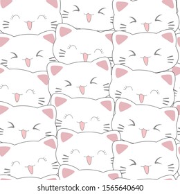 Seamless pattern with doodle cats. Can be used for textile, website background, book cover, packaging.