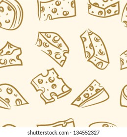seamless pattern. doodle cheese set