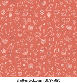 Seamless pattern with doodle children drawing.