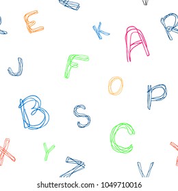 Seamless pattern of doodle children's alphabet. Vector graphic illustration.
