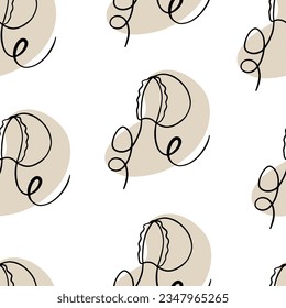 Seamless pattern Doodle christening cap. Baptize the baby. Newborn clothes