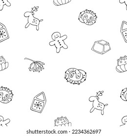  seamless pattern with doodle Christmas print
