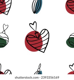 Seamless pattern Doodle Christmas toys. Christmas decorations