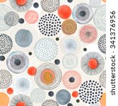 Seamless pattern with doodle circles randomly distributed, vector abstraction illustration.
