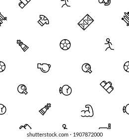 Seamless Pattern Doodle Collection Sport Vector Design Style Background Healthy Lifestyle Fitness Illustration Icons
