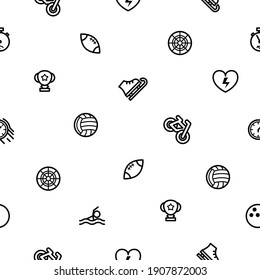 Seamless Pattern Doodle Collection Sport Vector Design Style Background Healthy Lifestyle Fitness Illustration Icons