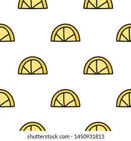 Seamless pattern with doodle colored lemon slices.