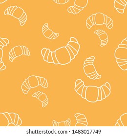 Seamless pattern of doodle croissants in line form
