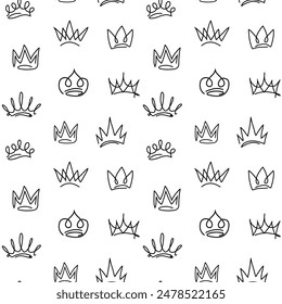 Coronas de garabato sin costuras. Iconos para un joven príncipe o princesa