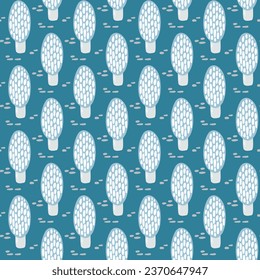 Seamless pattern with doodle cute morel mushrooms on isolated background. hand drawing. Hand drawn background for Autumn harvest holiday, Thanksgiving, Halloween, seasonal, textile, scrapbooking.